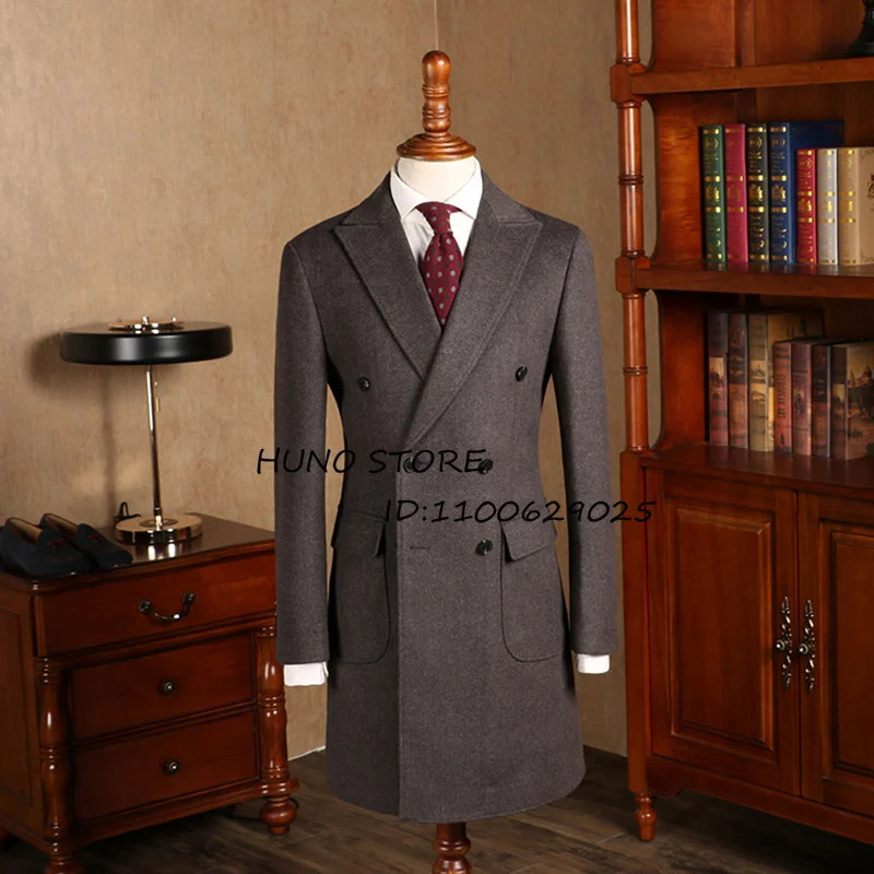 Men's Wool Blends Winter Coat Double Breasted Lapel Dress Wedding Dinner Party Custom Male's Slim Fit Jacket 231120