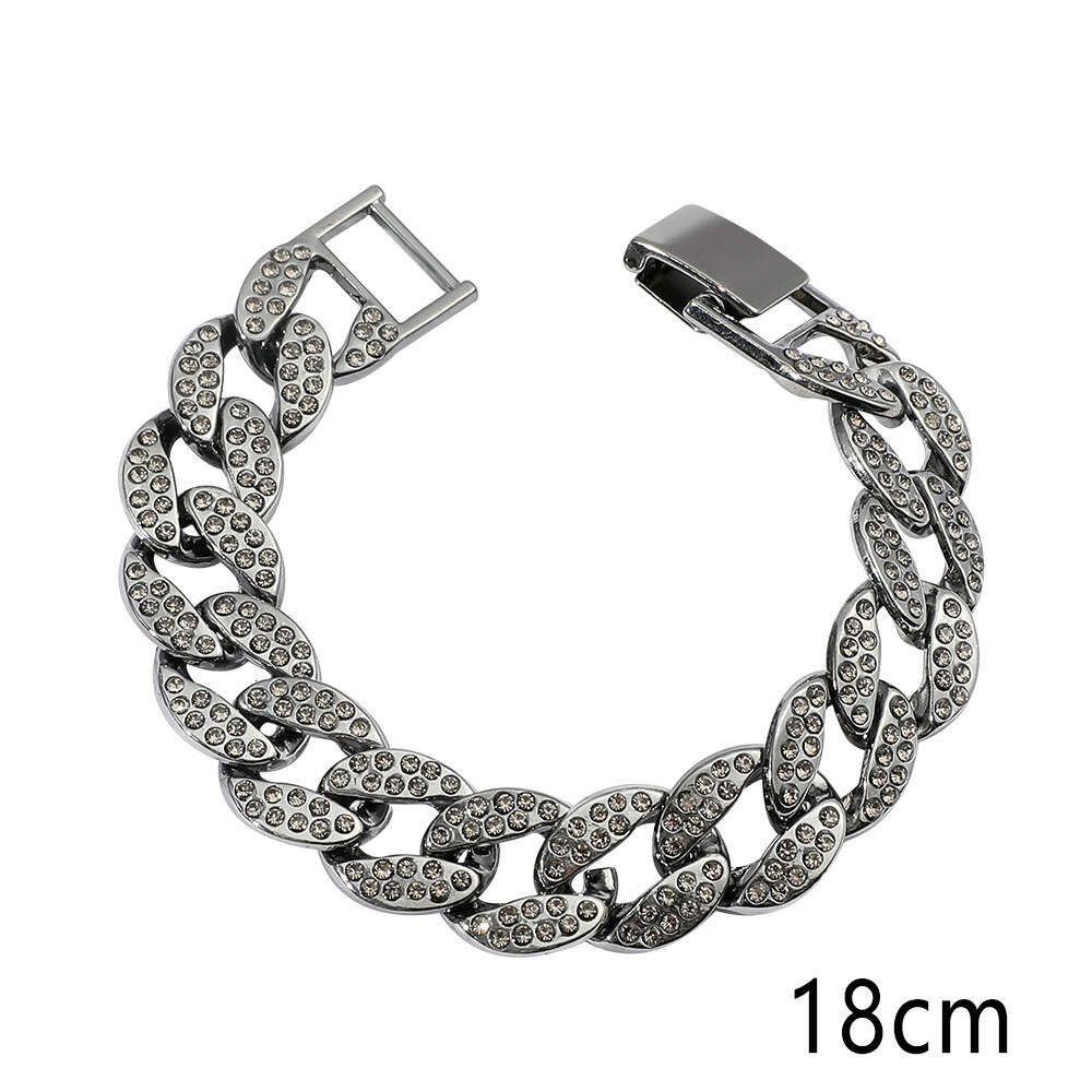 Cuban crystal bracelet trendy hip-hop full diamond jewelry 18K bracelet 18-25cm bracelet