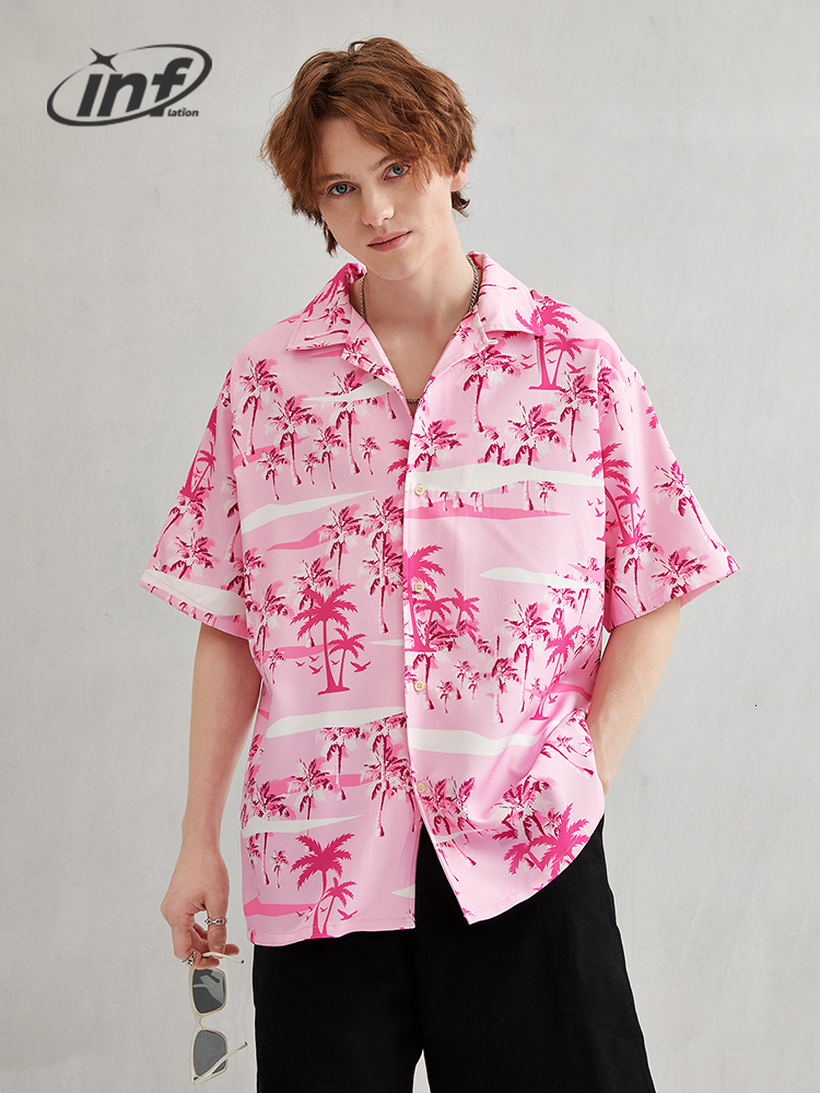 Men's Casual Shirts INFLATION Mens Hawaiian Summer Digital Printing Men Cuban Collar Oversize Shirt 230420