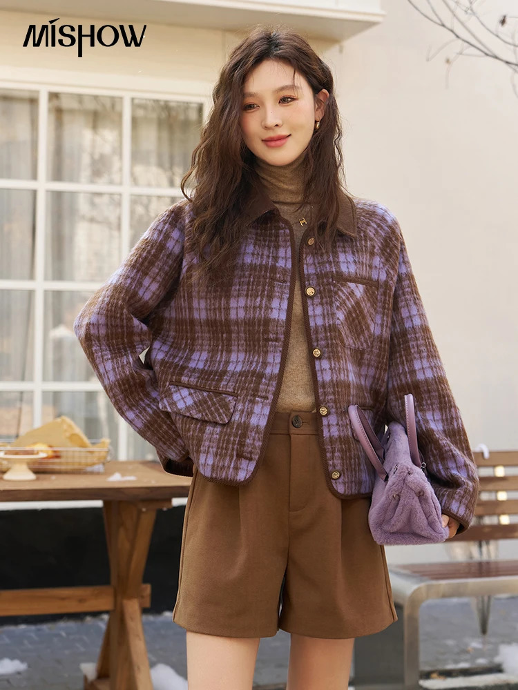 Womens Jackets MISHOW Retro Woolen Short Coat Autumn Winter Lapel Singlebreasted Jacket British Style Outerwear Female MXC53W0121 231120