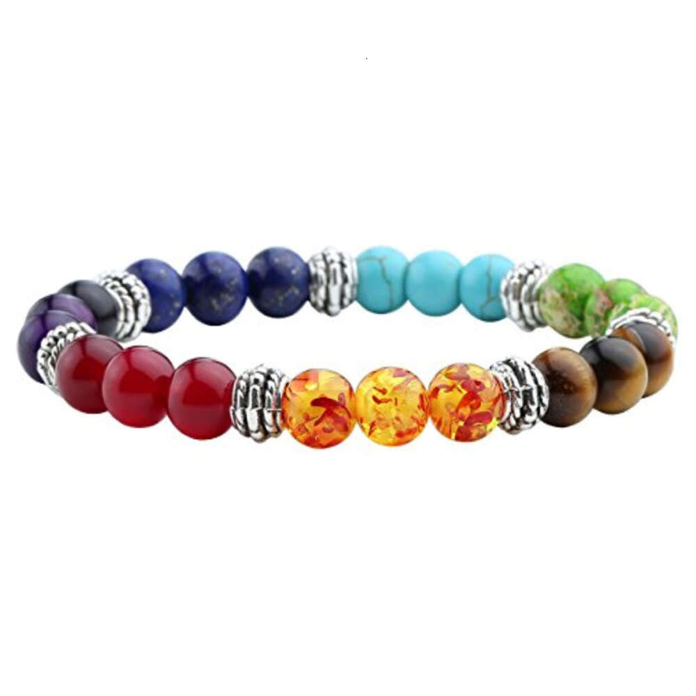 Hot selling natural stone colorful energy yoga bracelet 8mm bracelet volcanic stone bracelet