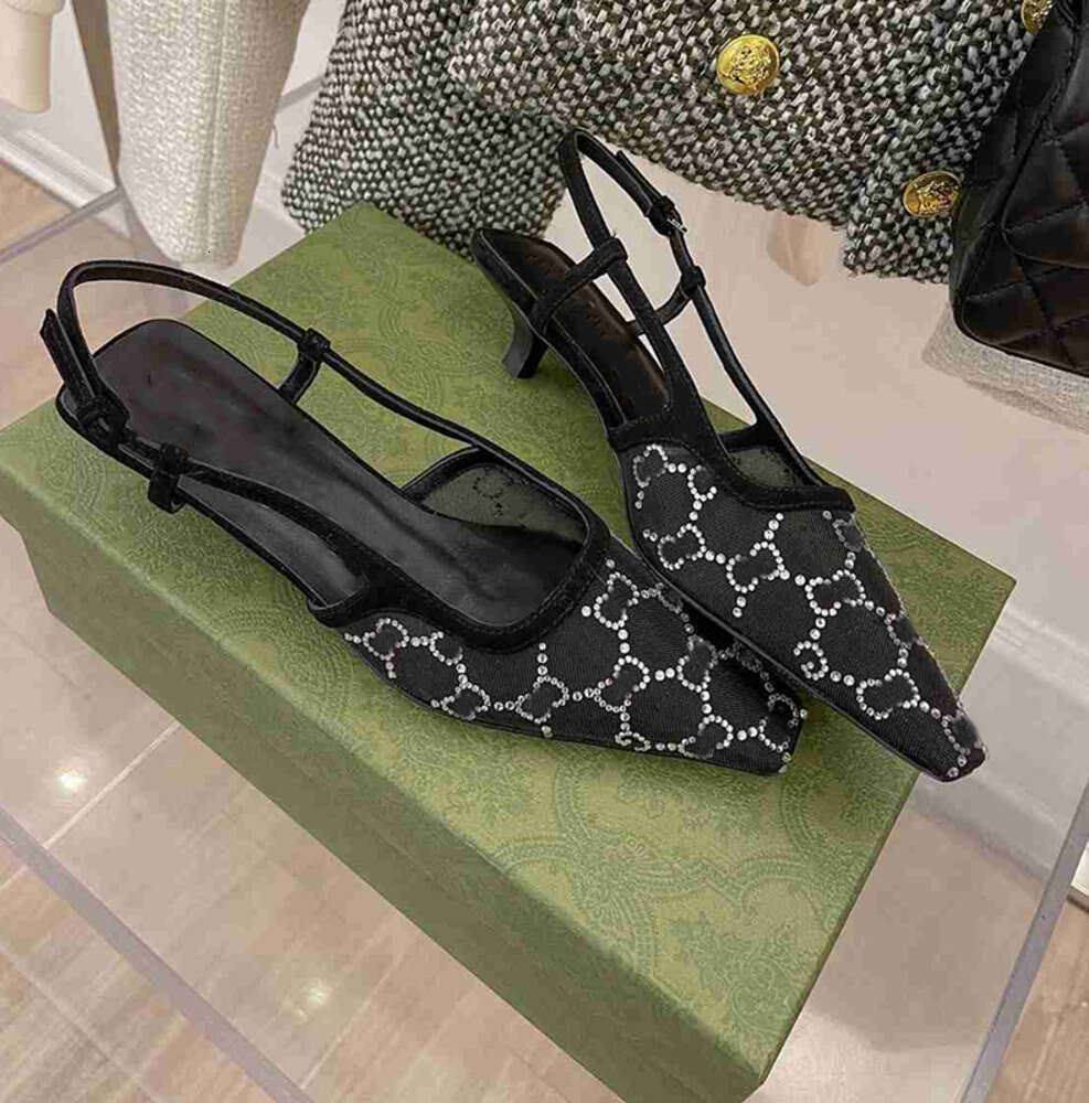 Sandals Designer Sling Back Summer Fashion Women Luxury Rhinestone Wedding Sandles Sliders High Heels Fashion High-heeled shoes