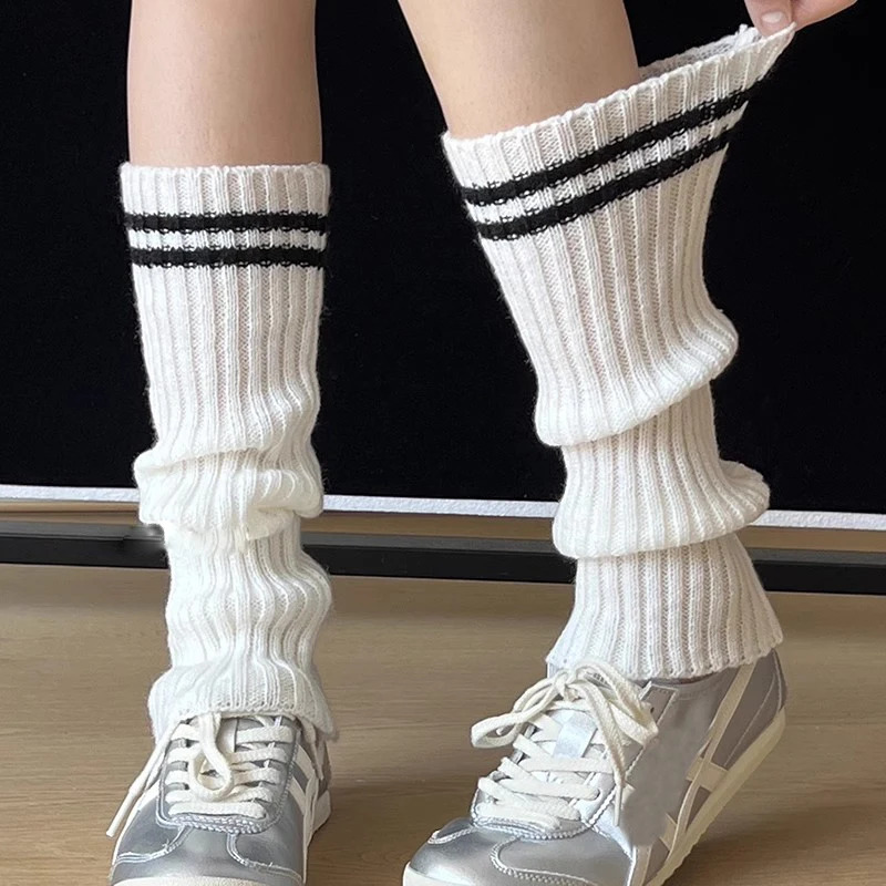 Socks Hosiery College Fashion Womens Striped Leg Warmers Lolita Long Knitted Leggings Japanese Winter Kawaii Arm Ankle 231120