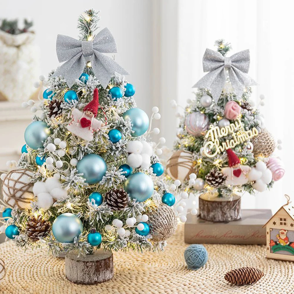 Christmas Decorations 45CM Desktop Xmas Tree Santa Claus DIY Christmas Decoration LED Light Christmas Ornaments Navidad Years 231120
