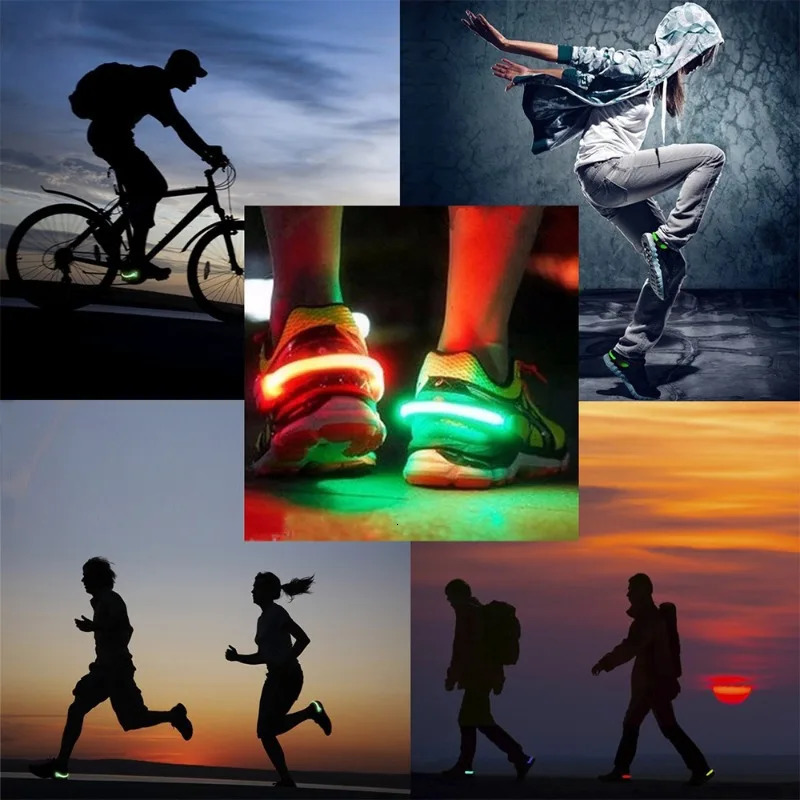Shoe Parts Accessories Outdoor running light LED illuminated shoe clip Night safety warning bright flashing sports bicycle 231121