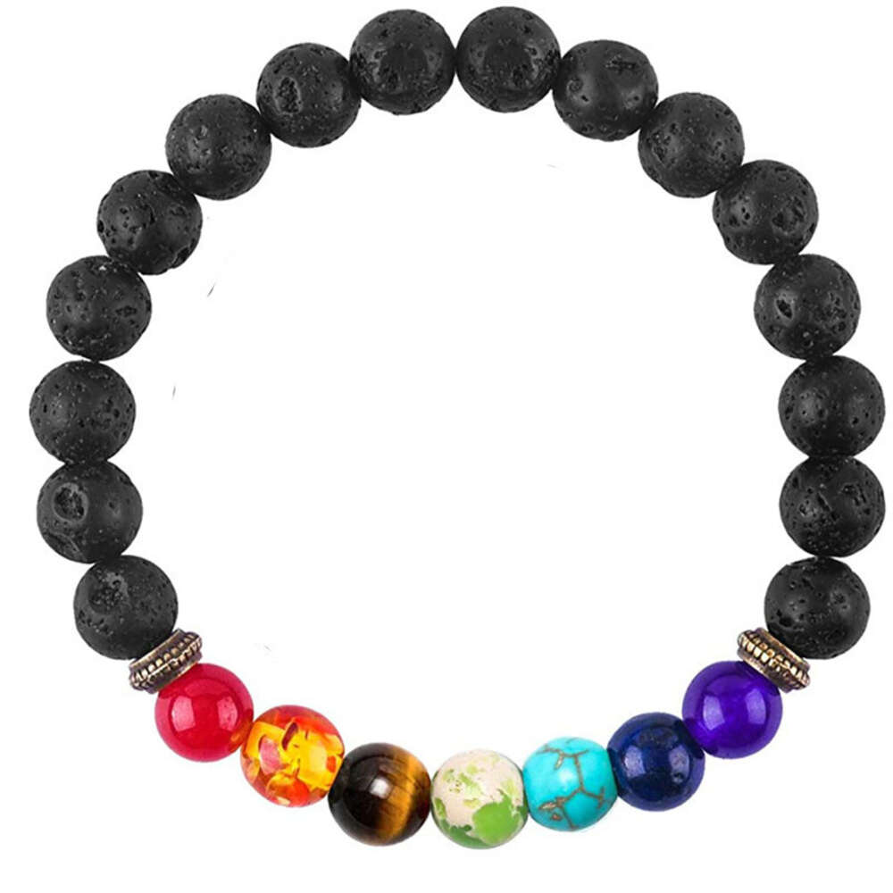 Hot selling natural stone colorful energy yoga bracelet 8mm bracelet volcanic stone bracelet