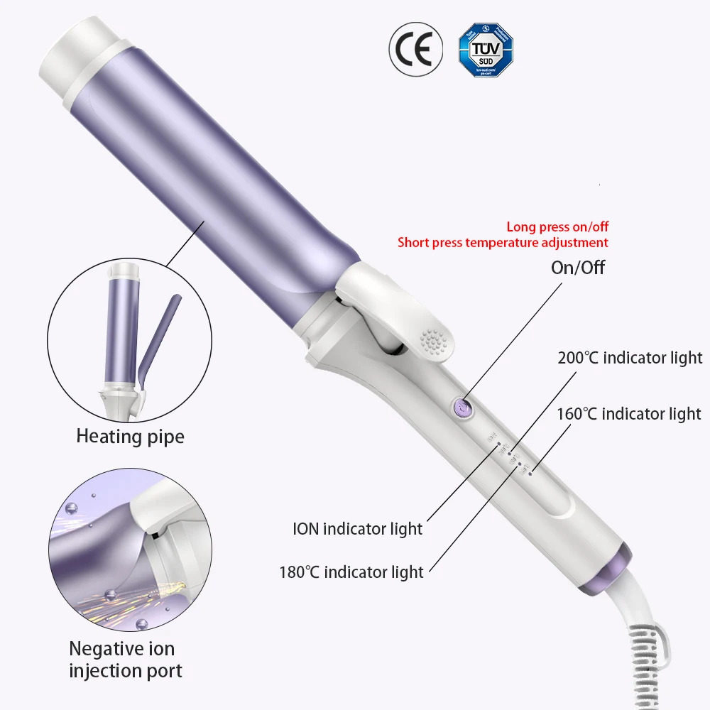 Curling Irons 40mm Hair Curlers Negative Ion Ceramic Care Big Wand Wave Hair Styler Curling Irons 3 Temperatures Fast Heating Styling Tools 231120