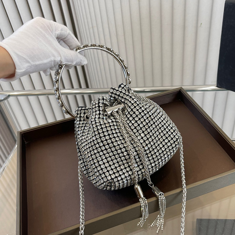 Womens Alexander Blingbling Drawstring Bucket Bags Shimmer Top Round Handle Totes Silver Metal Chain Crossbody Shoulder Evening Party Designer Handbags 14X13CM, Box1
Womens Alexander Blingbling Drawstring Bucket Bags Shimmer Top Round Handle Totes Silver Metal Chain Crossbody Shoulder Evening Party Designer Handbags 14X13CM, Box1