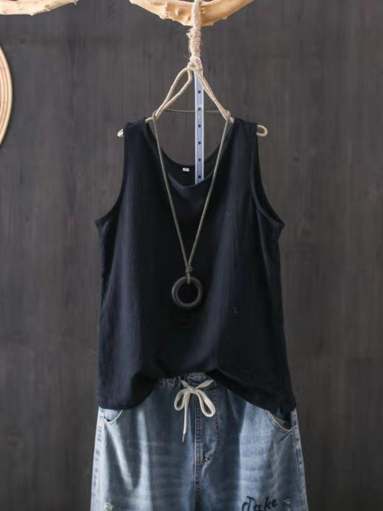 Camisoles Tanks Women's Tank Top Cotton Line Solid Color Loose Vest Shirt Sleeveless Female V Neck Basic Woman Summer Tanks Camis 230421