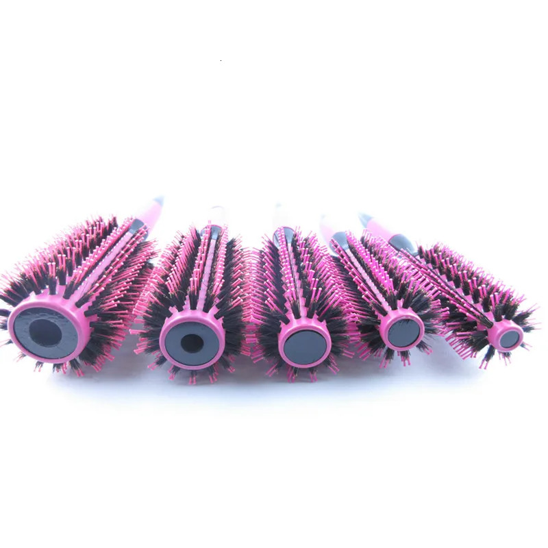 Hair Brushes Professional 6pcs/set Pink Wooden Round Hair Comb Brush Boar Bristle Hair Brush Mix Nylon Hair Brush Hairdressing Styling Tool 231121