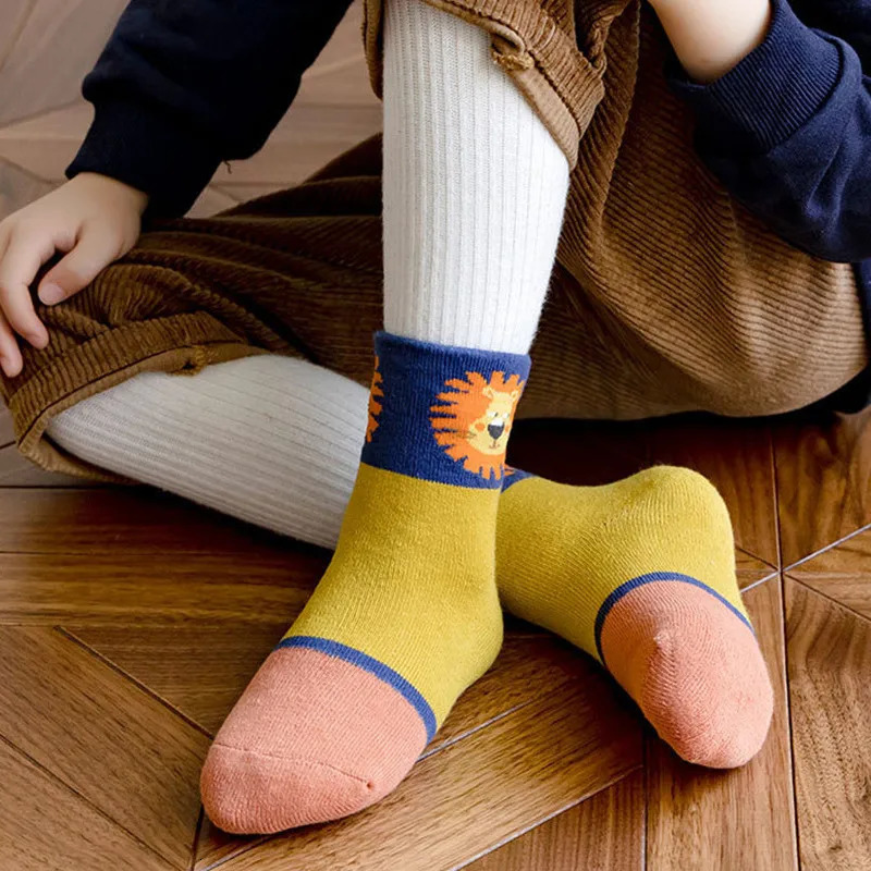 Kids Socks 5 Pair Winter Children Socks Cotton Girl Boy Baby Fashion Cute Cartoon Thicken Warm Soft For Kids 1-3-5-8-12 Years Student Socks 231121