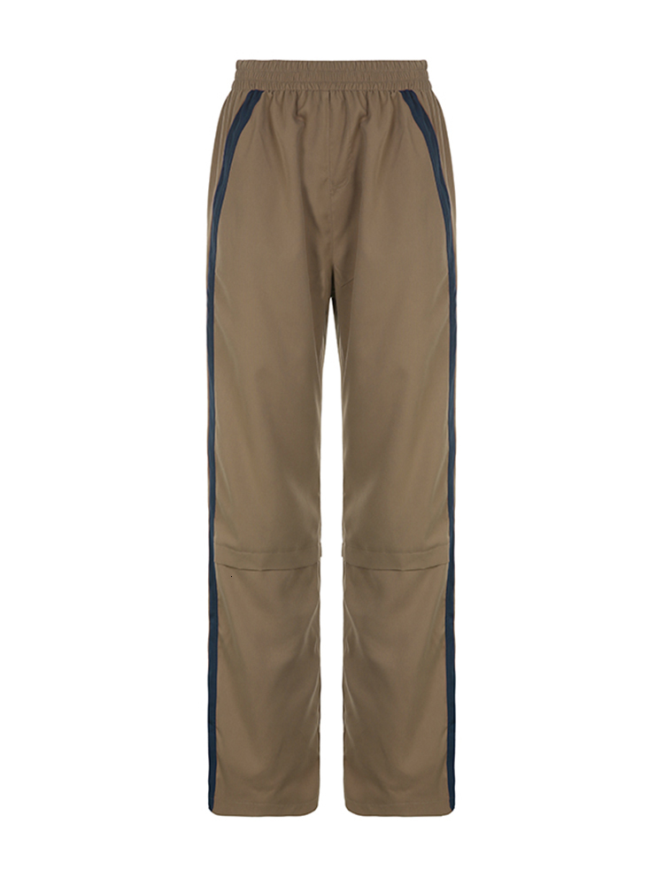 Women's Pants Capris Weekeep Khaki Wide Leg Casual Pants Fashion Streetwear Contrast Color Baggy Sweatpants for Women y2k Aesthetic Jogging Trous