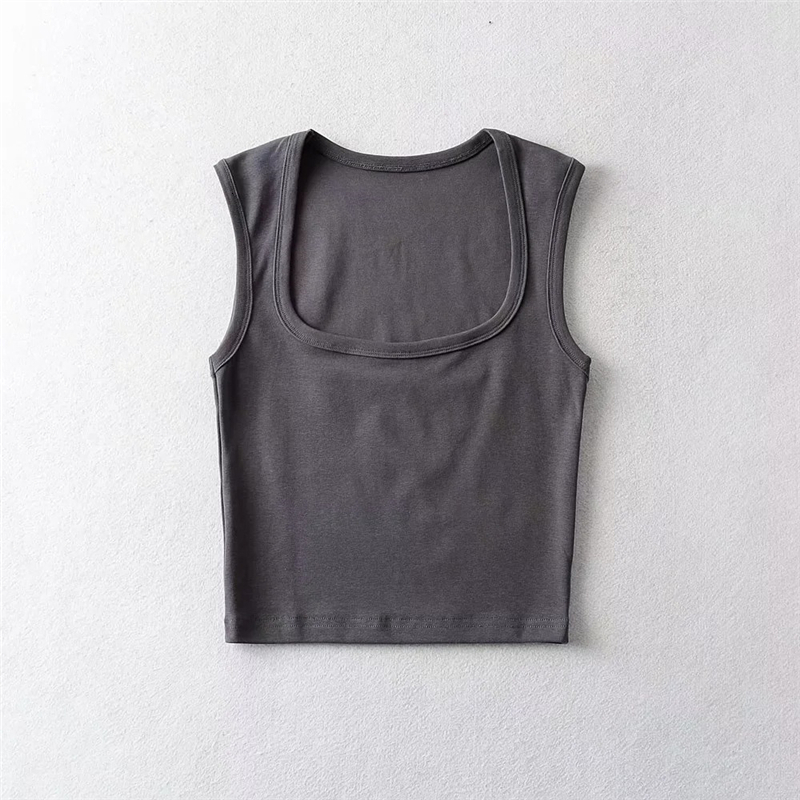 Womens TShirt LUNDUNSHIJIA Fashion Square Neck Sleeveless Summer Crop Tops Women Casual Basic T Shirt Off Shoulder Cami Sexy Tank Top 230420