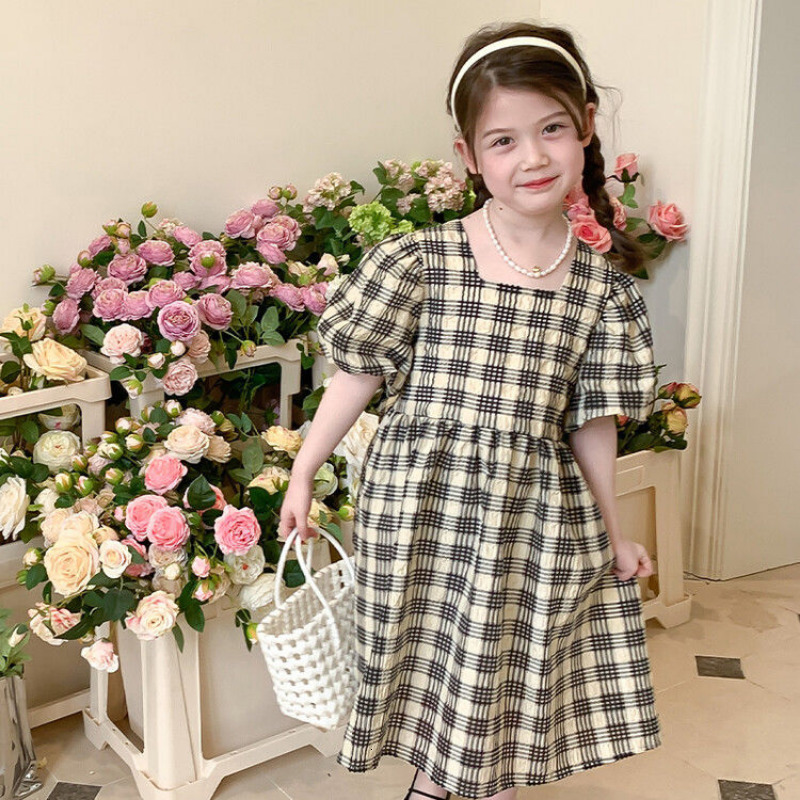 Family Matching Outfits Summer Matching Outfits for The Family Mother Kids Girls Plaid Dress Mother Daughter Matching Clothes Baby Girl Clothes 230421