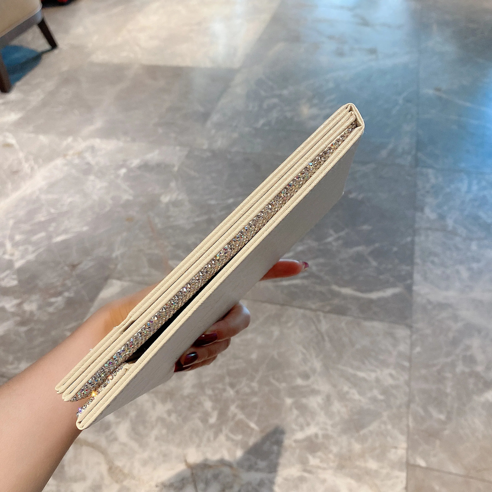 Compact Mirrors Diamond Hd Folding Makeup Mirror Ladies Makeup Desktop Mirror Fashion Glitter Rectangle Shape Women Cosmetic Mirror Wholesale 231120