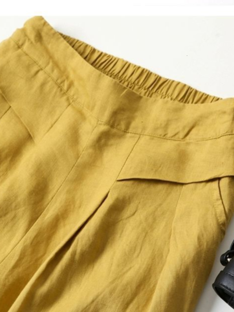 Women's Pants Capris Summer Pants for Women Cotton Linen Large Size Wide Leg Pants Femme Arts Style Elastic Waist Solid Casual Loose Pantalon 230