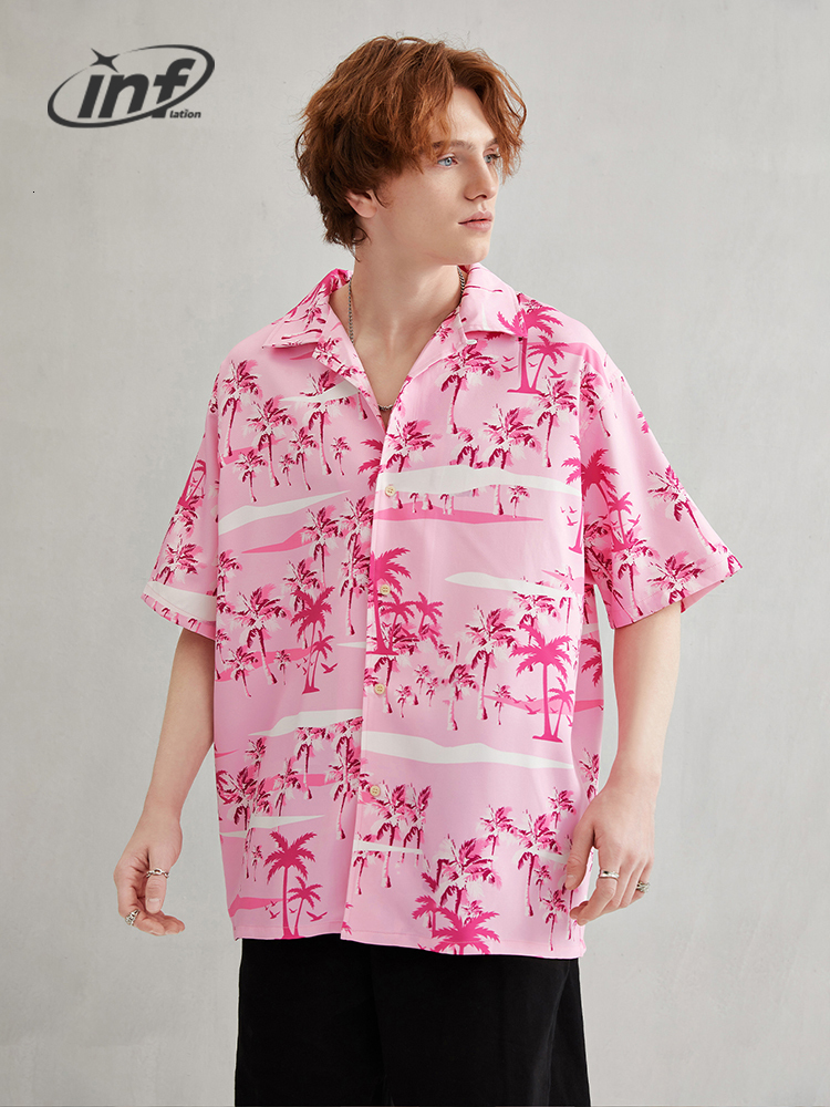 Men's Casual Shirts INFLATION Mens Hawaiian Summer Digital Printing Men Cuban Collar Oversize Shirt 230420