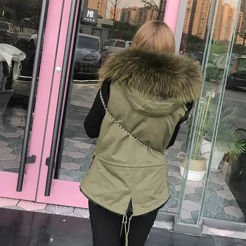 Women's Fur Faux Fur Maomaokong Women's Winter Jacket With Natural Fur Collar Fur Coat Female Fashion Embroidery Real Fur Collar Vest Parka 