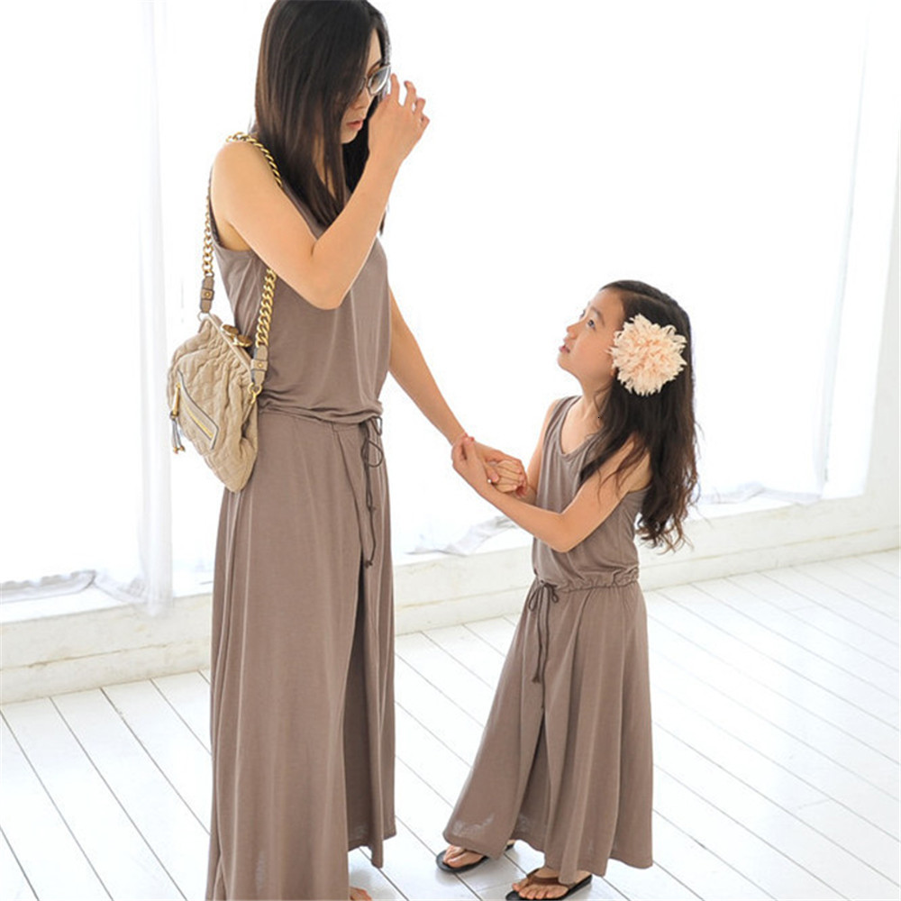 Family Matching Outfits Mom and Daughter Dress Casual Long Skirt for Mommy and Me Clothes Mother and Daughter Family Look Summer Matching Family Outfi