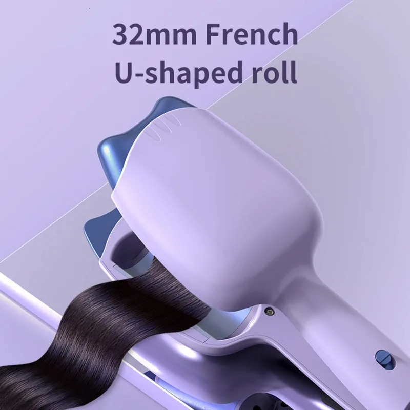 Curling Irons 32MM Egg Roll Hair Waving Iron Purple Curling Wand Professional 2 Barrel Curling Iron Hair Curler Crimper Waver Styling Tools 231120