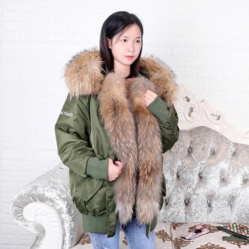 Women's Down Parkas MAOMAOKONG Loose embroidery real raccoon fur lining winter women's jacket collar coat parkas 231120