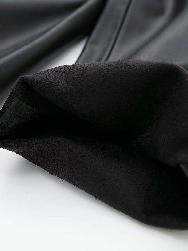 Women's Pants Capris Wixra Women PU Straight Pants With Belt Solid Autumn Winter Thick Warm Faux Leather High Waist Eengland Style Vintage Pants 