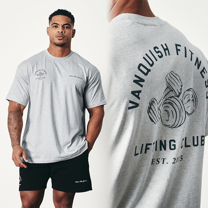 Mens TShirts Loose Oversized TShirt Summer Sports Casual Cotton Round Neck Short Sleeve Jogger Fitness Bodybuilding Top 230420