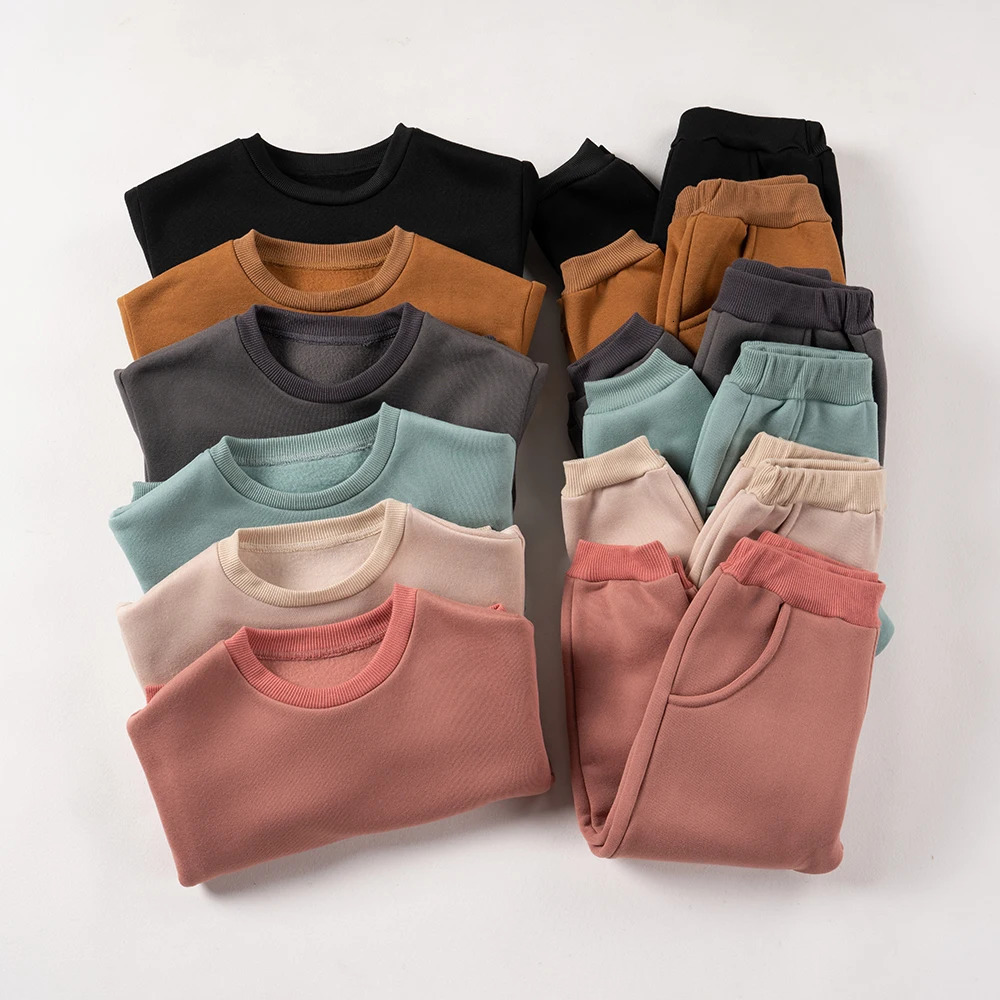 Clothing Sets Kids Sweatsuit Winter Fleece Casual Tracksuits Clothes 1 6Y Hoodies Matching Sweatpants Fall Outfits 231120