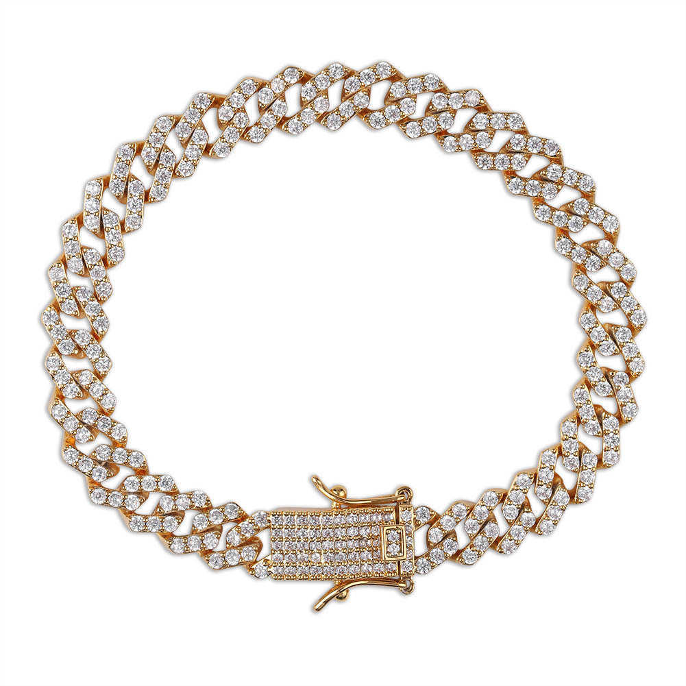 High Quality 10mm Cuban Chain Full Diamond Necklace for Men And Women Iced out cubic zirconia ins Hip Hop Bracelet Bling Bling Full Diamond Fashion Je