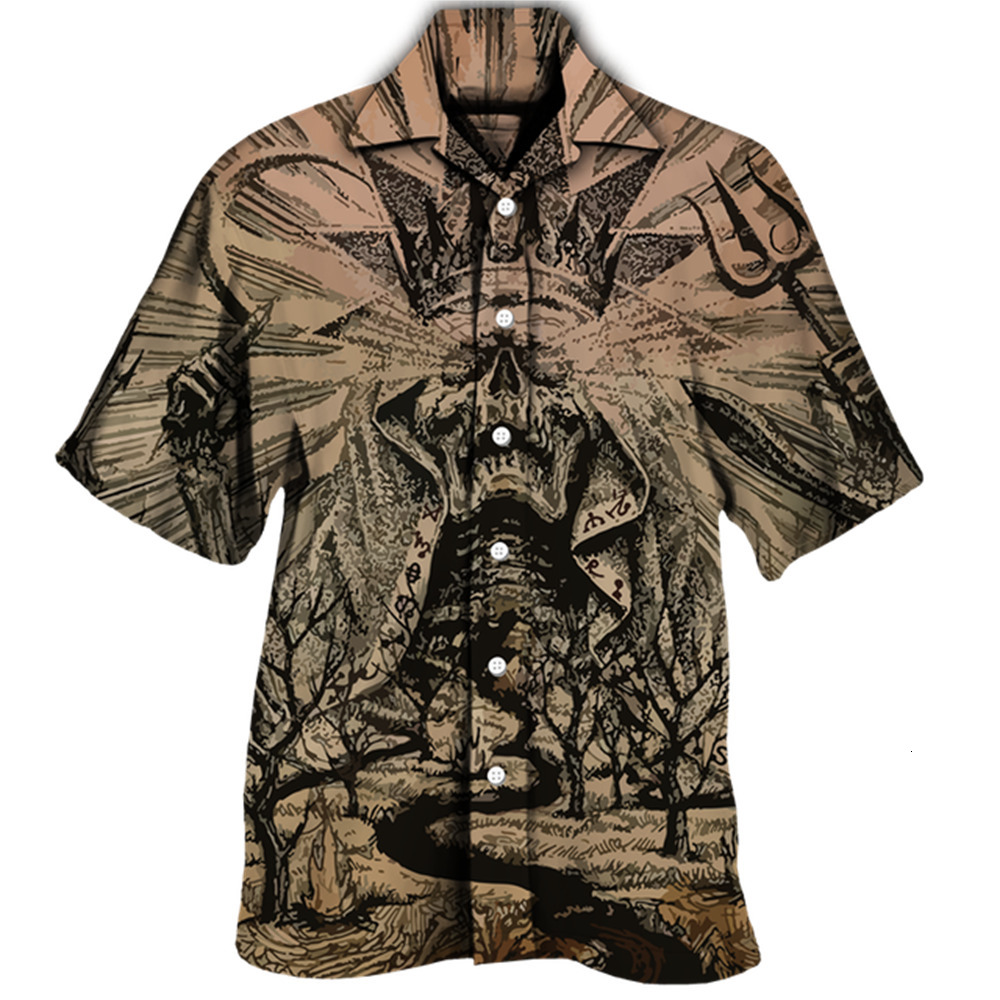Men's Casual Shirts Mayan Totem 3d Print Hawaiian For Men Cuban Collar Short Sleeve Fashion Skull Tops Male Clothes 230421