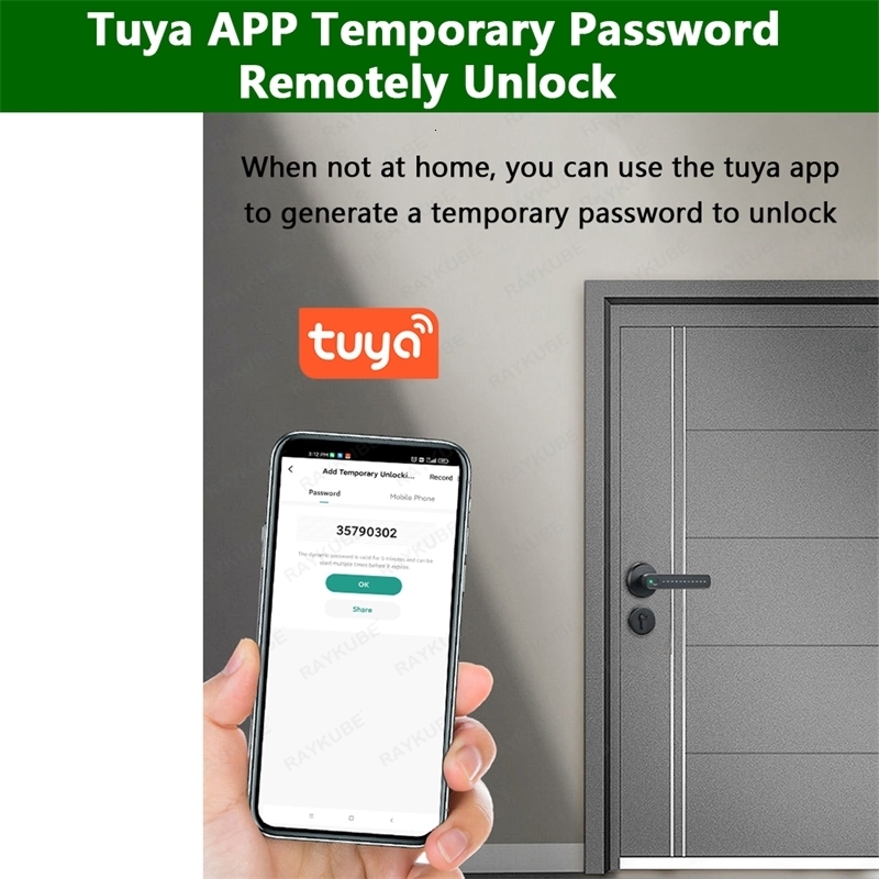 Smart RAYKUBE M3 Tuya BLE Digital Fingerprint Door Electronic with 60 70mm Keys Smartlife Tuya APP Remote Unlock 231117