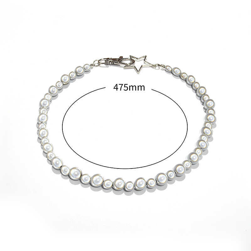 Pendant Necklaces Trendy Fashion Reflective Simulated Pearls Beads Chain Star Necklaces for Women Girl Party Night Hip Hop Jewelry Birthday Gift W0421