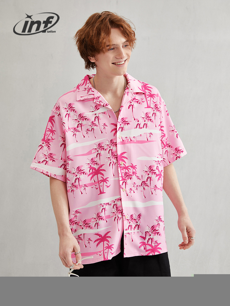 Men's Casual Shirts INFLATION Mens Hawaiian Summer Digital Printing Men Cuban Collar Oversize Shirt 230420