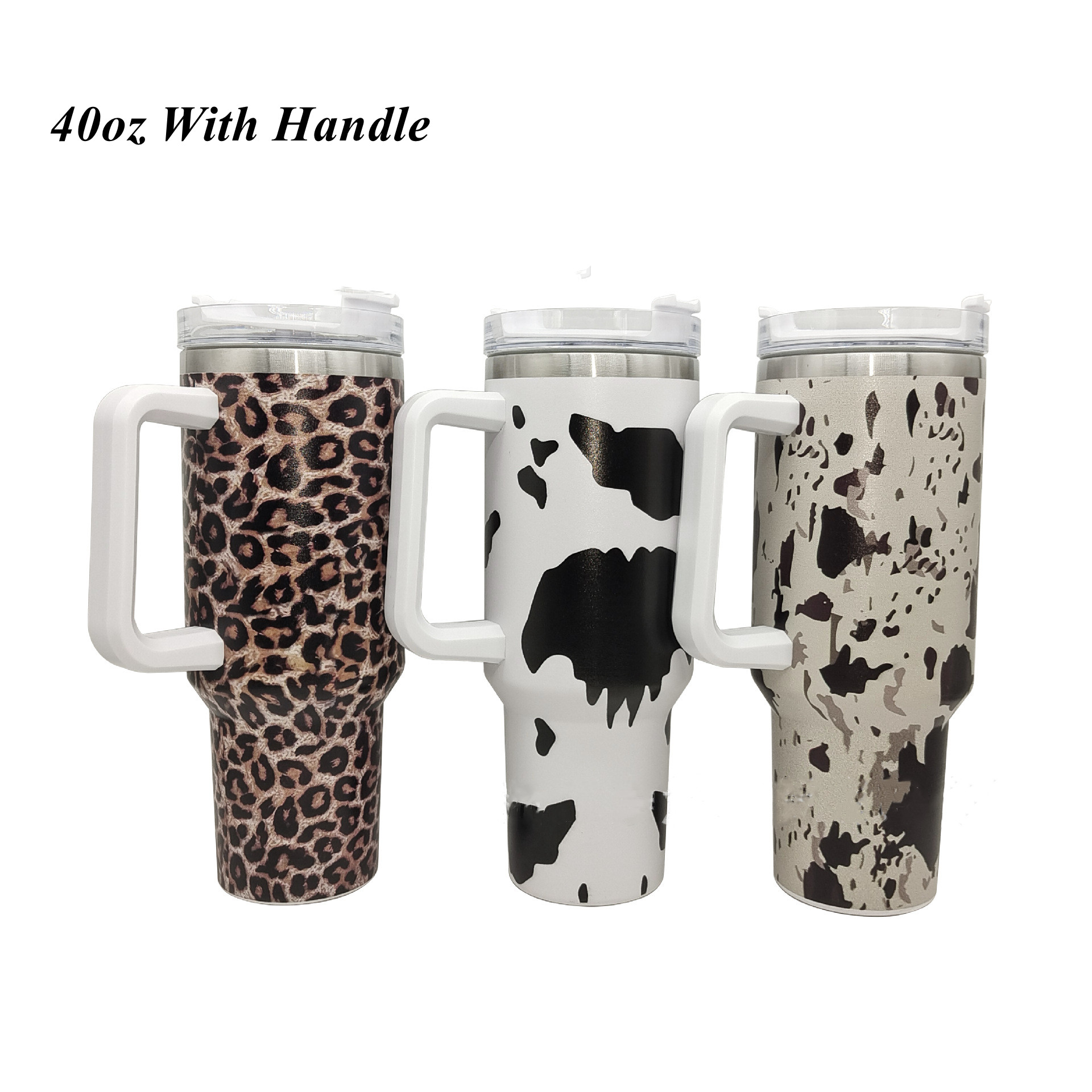 40oz Stainless Steel Tumblers Cups With Lids And Straw Cheetah Animal Cow Print Leopard Heat Preservation Travel Car Mugs Large Capacity Water Bottles
