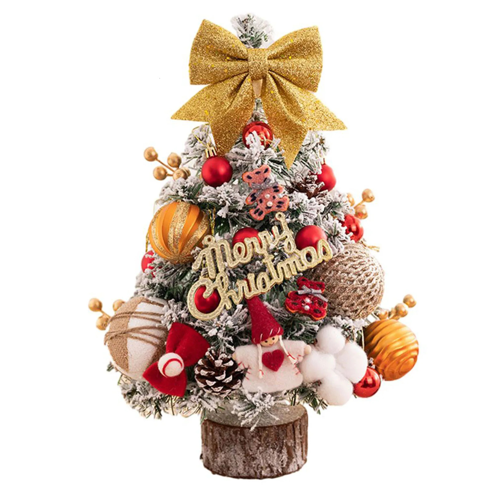 Christmas Decorations 45CM Desktop Xmas Tree Santa Claus DIY Christmas Decoration LED Light Christmas Ornaments Navidad Years 231120