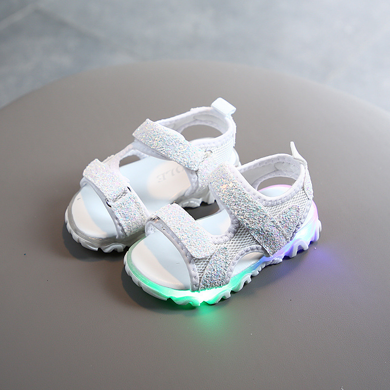 Sandals Pink Toddler Sandals Girl with LED Breathable Summer Light Up Children Sandals Glowing Up Black White Boys Shoes E02185 230421