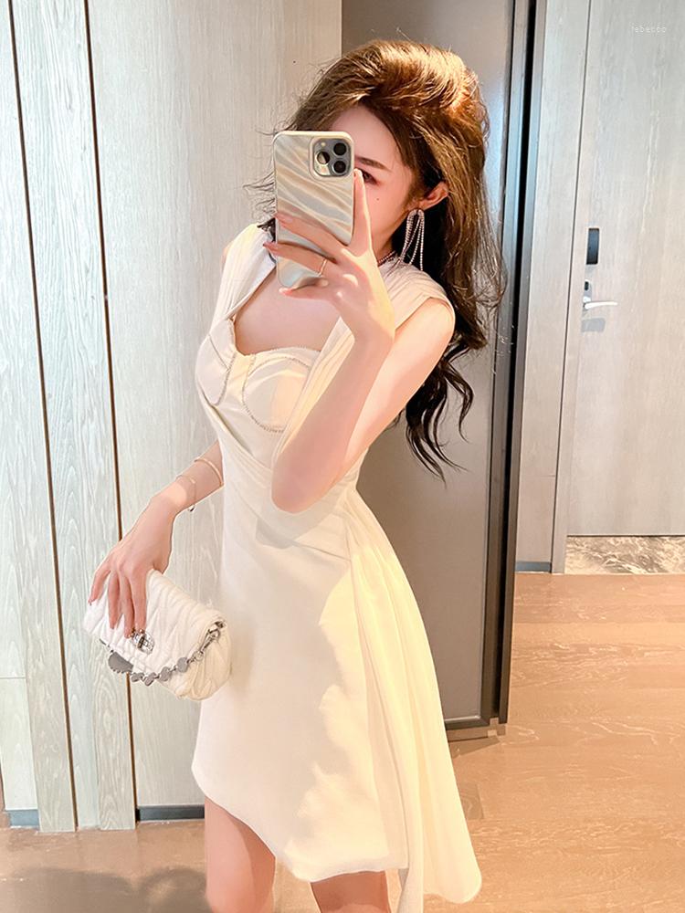 Casual Dresses High Quality Summer Fashion Women Evening Dress Chic Square Collar Slim Mini Party Gown Vacation Mujer Vestidos