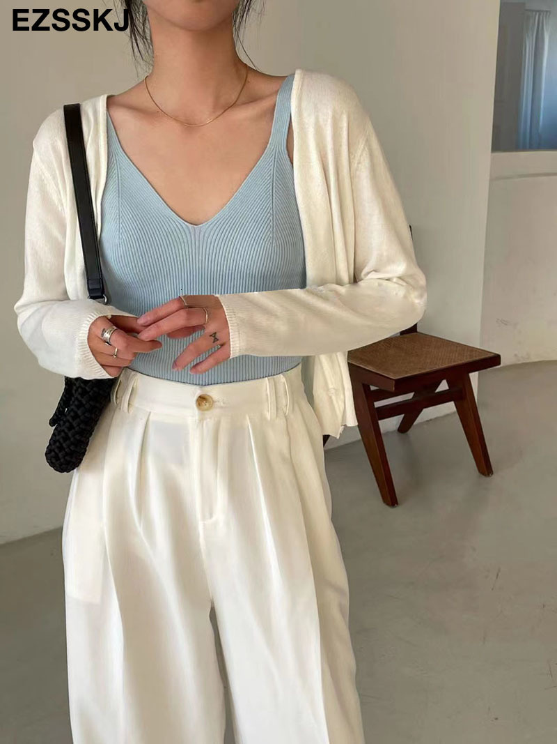 Camisoles Tanks Women's Slim-Fit Camisole WomenThin Strap Tank Women's Casual V Neck Sleeveless Ribbed Knit Cami Crop Top 230421