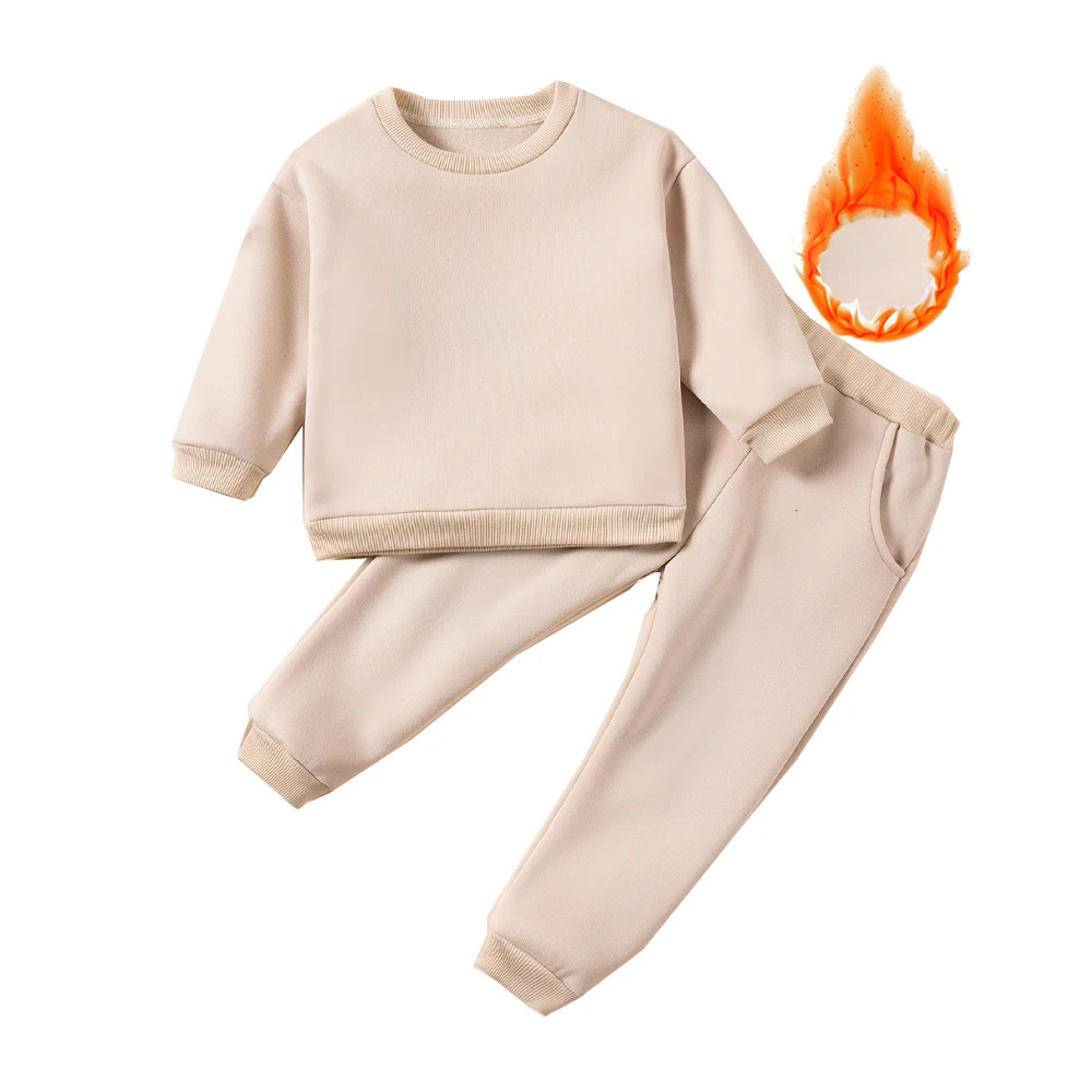 Clothing Sets Kids Sweatsuit Winter Fleece Casual Tracksuits Clothes 1 6Y Hoodies Matching Sweatpants Fall Outfits 231120