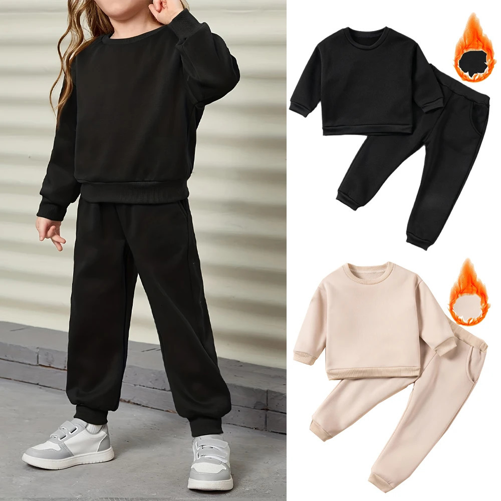 Clothing Sets Kids Sweatsuit Winter Fleece Casual Tracksuits Clothes 1 6Y Hoodies Matching Sweatpants Fall Outfits 231120