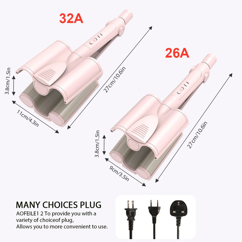 Curling Irons Hair Curler Triple Barrels Ceramic Curling Iron Button Key Big Wave Deep Wavy Splint Egg Rolls Electric Fast Hair Styling Tools 231120