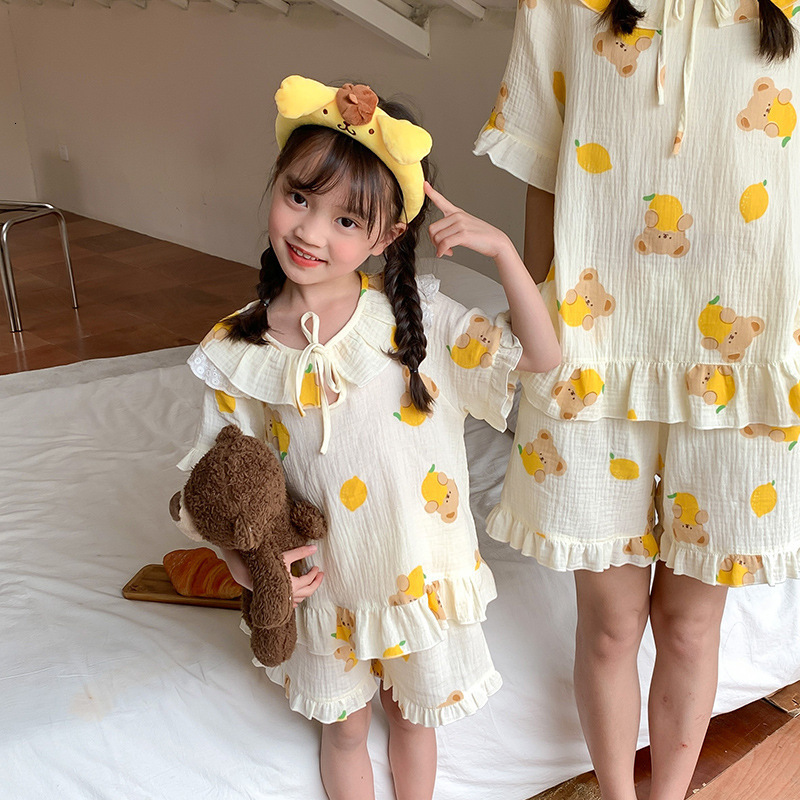 Family Matching Outfits Parent-child Summer Pajamas Sets Mother and Daughter Matching Sleepwear Women's Coming-Home Outfit Mom and Me Clothes Nig