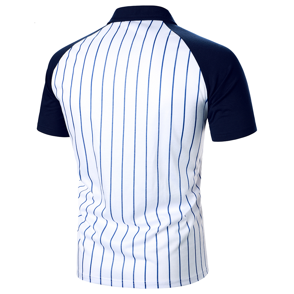 Men's Polos Men Stripe Polo Shirt Three-color Splicing Tops Classic Streetwear Casual Fashion Men Short Raglan Sleeves Polo Shirt 230421 - view 4