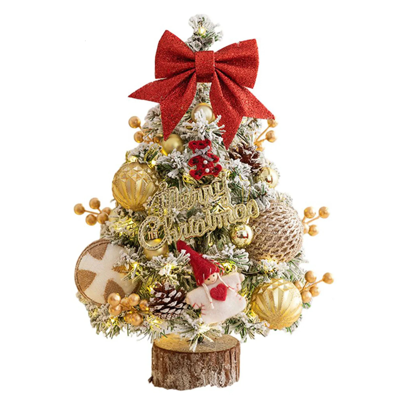 Christmas Decorations 45CM Desktop Xmas Tree Santa Claus DIY Christmas Decoration LED Light Christmas Ornaments Navidad Years 231120