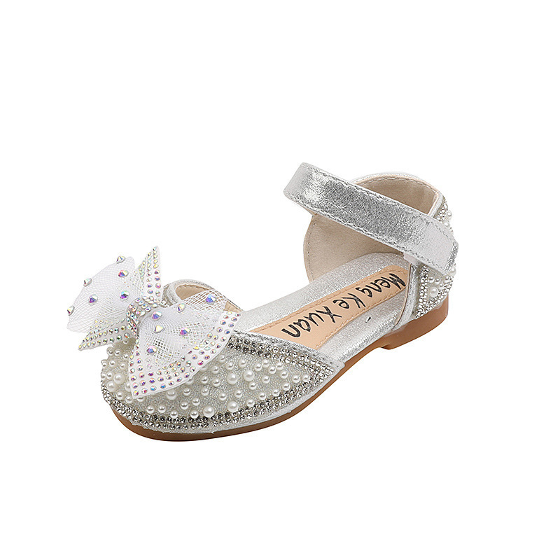 Sandals Summer Girls Sandals Fashion Sequins Cute Bow Little Girl Shoes Kids Princess Shoes Soft Bottom 230421