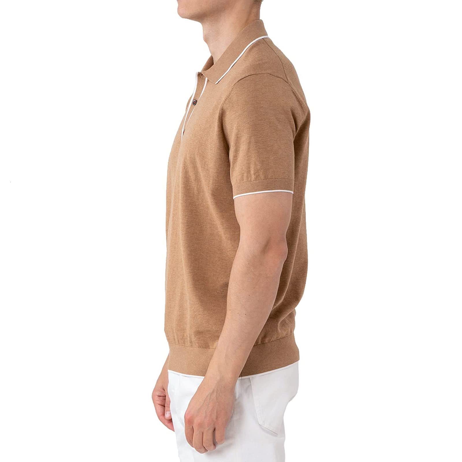 Men's Polos Men's polo shirts 100% cotton men's business casual top classic polo shirt with three buttons 230421