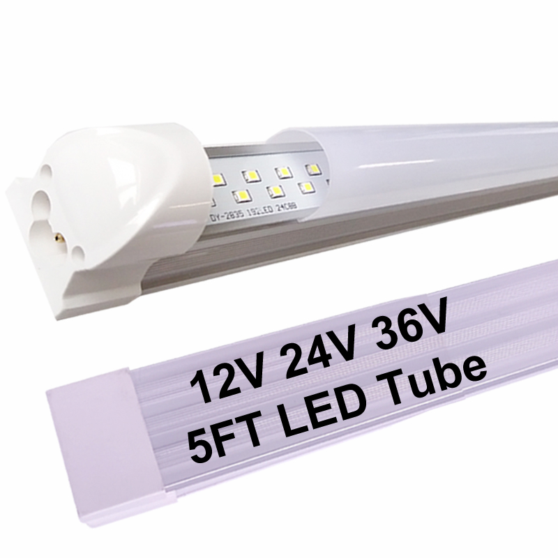 12V 24V 36V 5Ft LED Tubes Interior Light Bar 5Ft 150CM 60 Inches 25W 240LEDs 5000LM Led Strip Lights for Enclosed Cargo Trailer, Car RV Van Truck Lorr