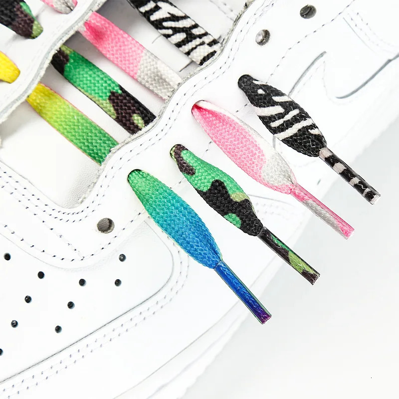 Shoe Parts Accessories 1 pair of 8mm fashionable colored shoelaces gradient printed flat shoes casual sports 231121