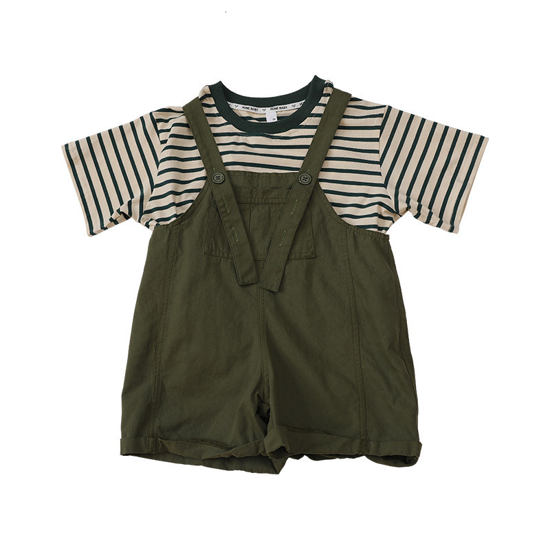 Family Matching Outfits Summer Mother 2-12 Years Daughter Mom Kids Girls Women Family Matching Outfits Striped Short Sleeve T-shirt Overalls Set 23042