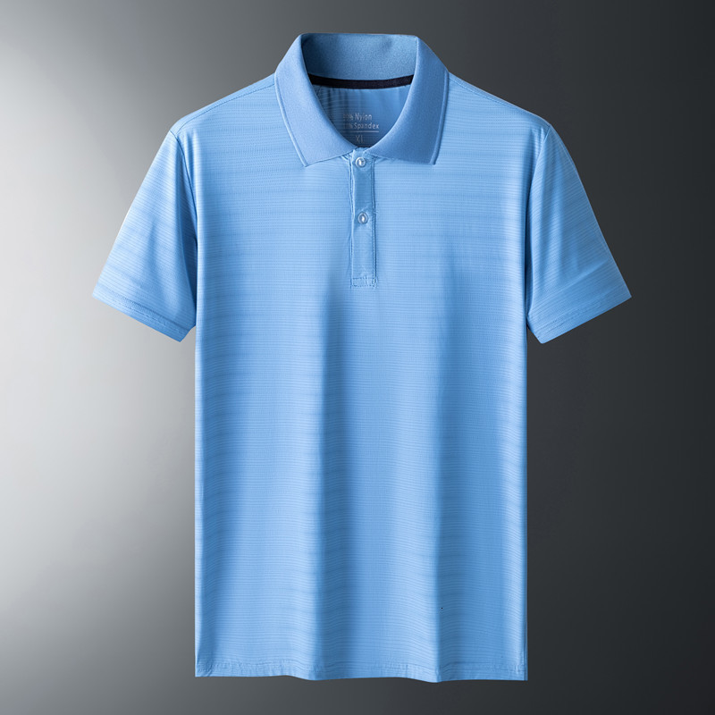 Men's Polos Men'S Summer Trend Oversized Loose Ice Silk Short Sleeved T-Shirt Korean Fashion Mesh Breathable Quick Drying Lapel Top 230421